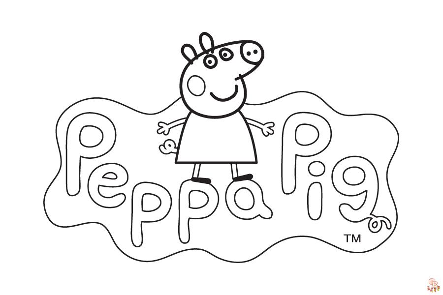 Afdrukbare Peppa Pig kleurplaten om in te kleuren 19