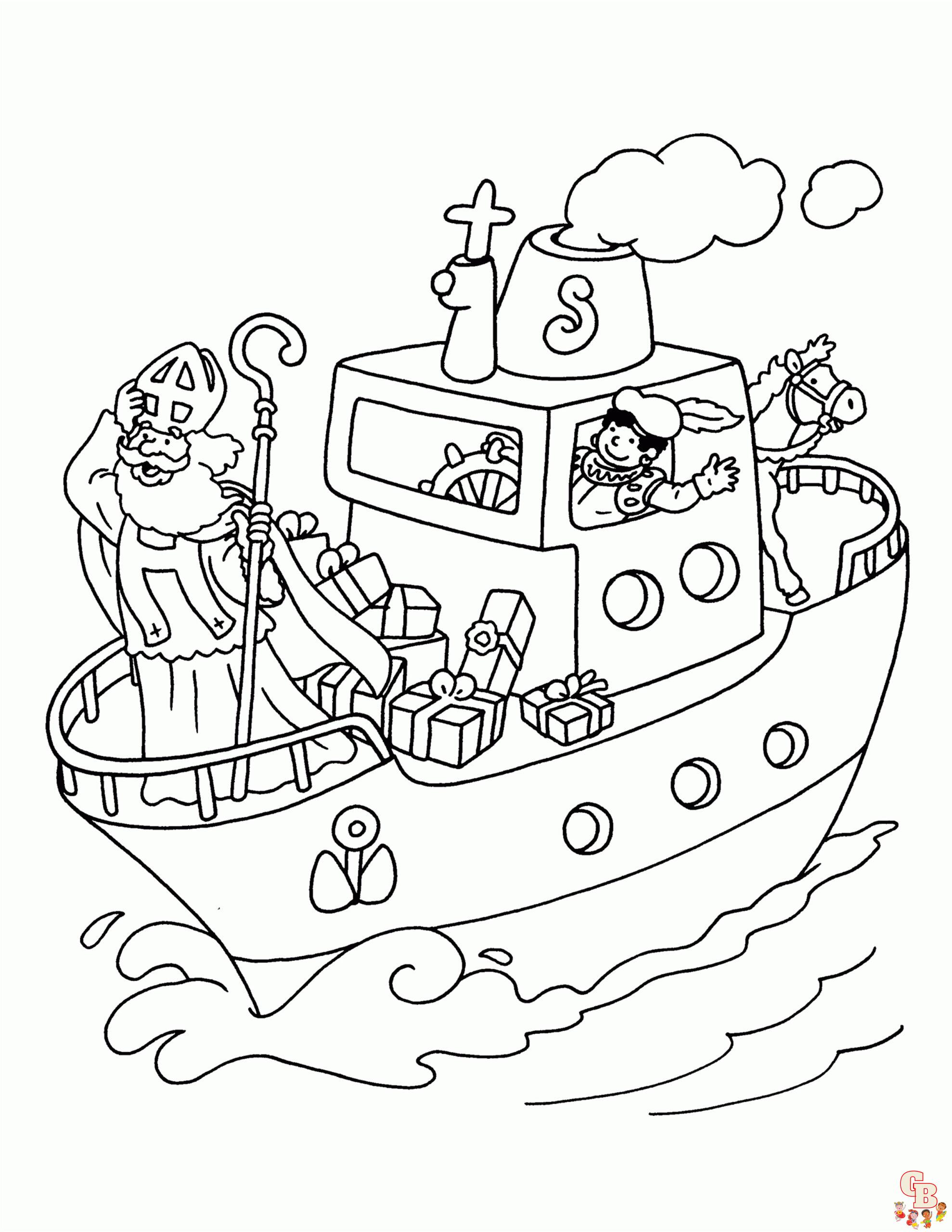 Sinterklaas Stoomboot Kleurplaat 1