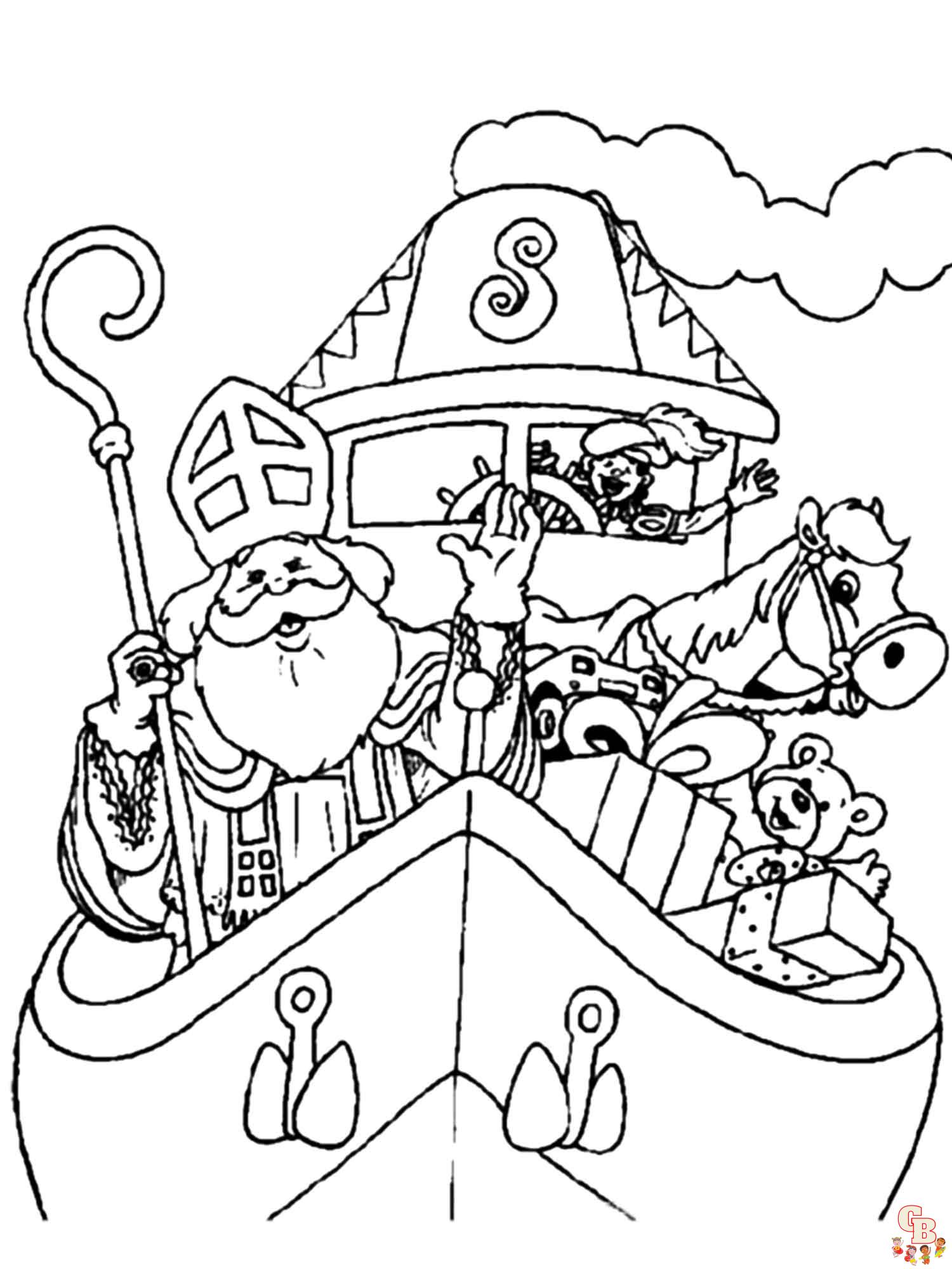 Sinterklaas Stoomboot Kleurplaat 12