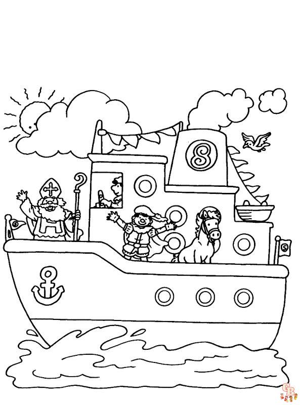 Sinterklaas Stoomboot Kleurplaat 13