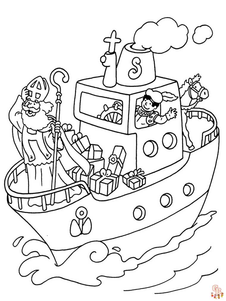 Sinterklaas Stoomboot Kleurplaat 5