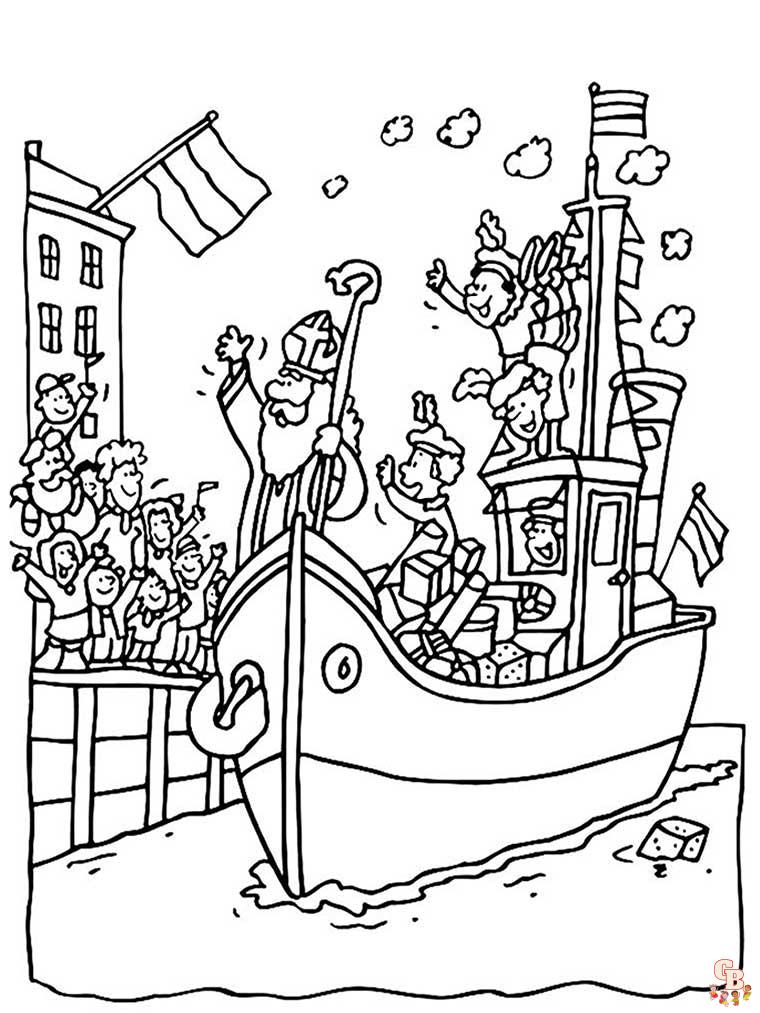 Sinterklaas Stoomboot Kleurplaat 6