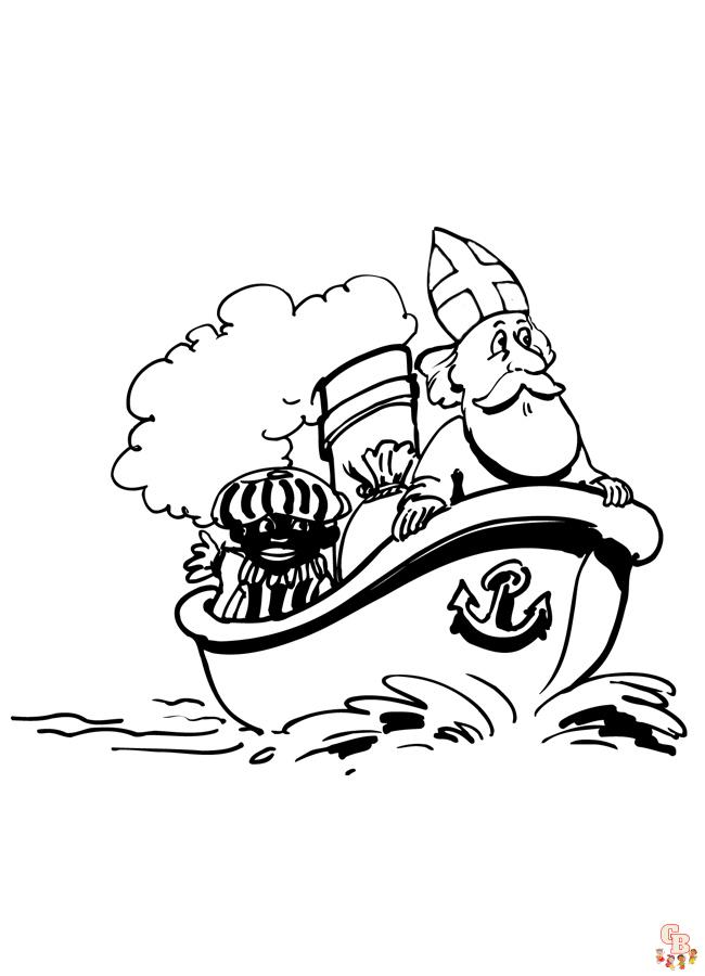Sinterklaas Stoomboot Kleurplaat 8