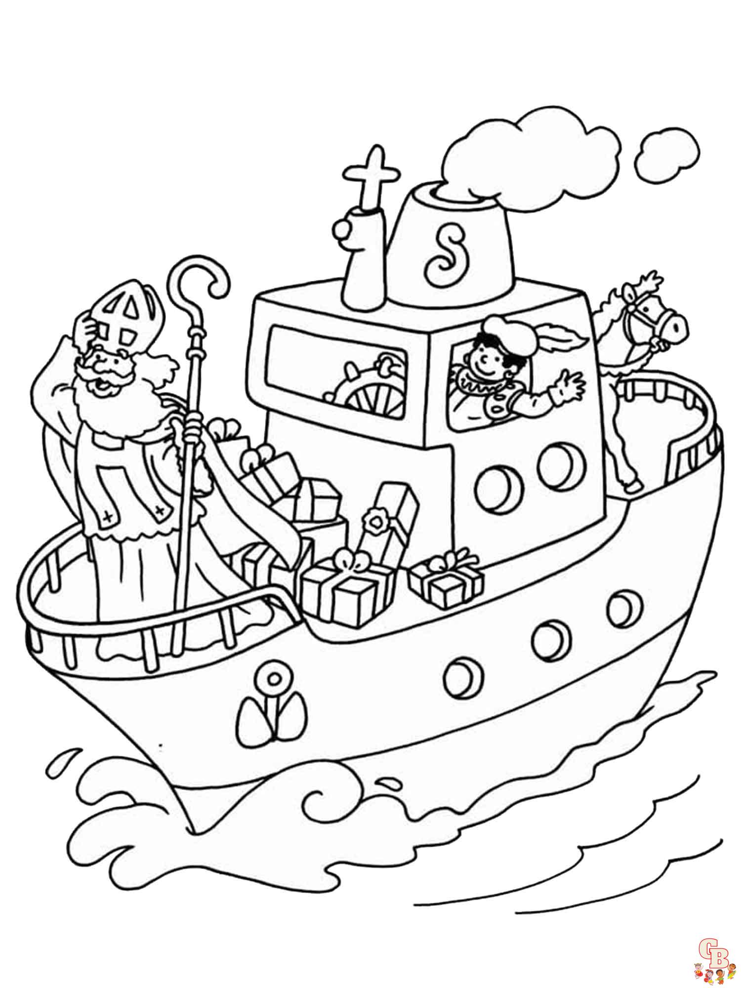 Sinterklaas Stoomboot Kleurplaat 9