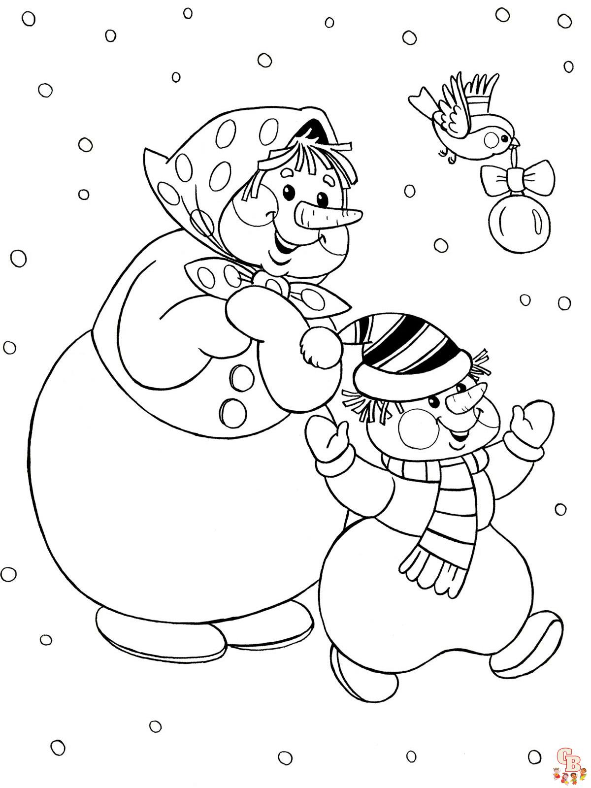 Sneeuwpop kleurplaat 1
