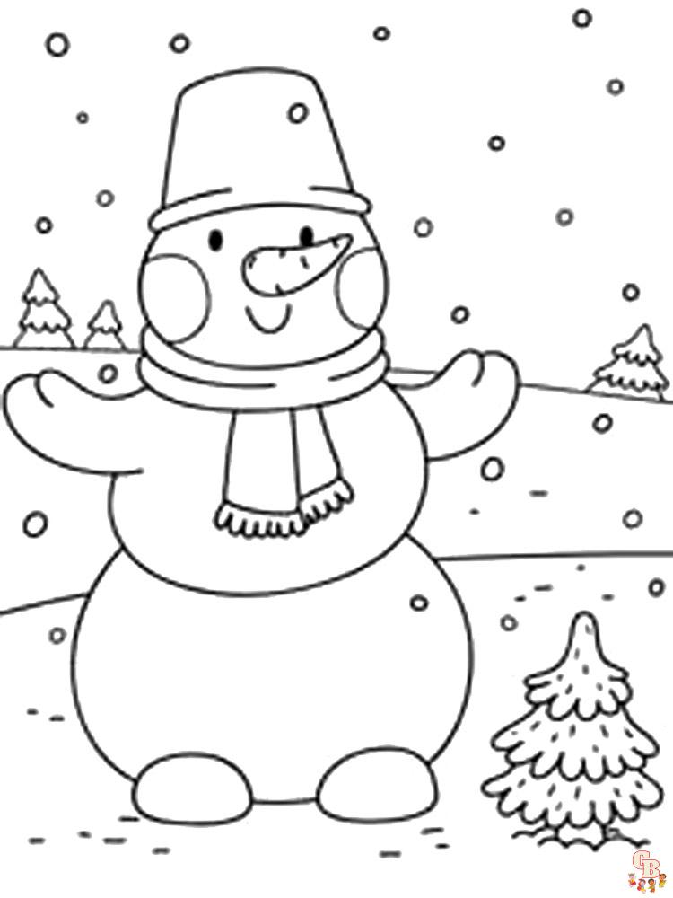Sneeuwpop kleurplaat 4