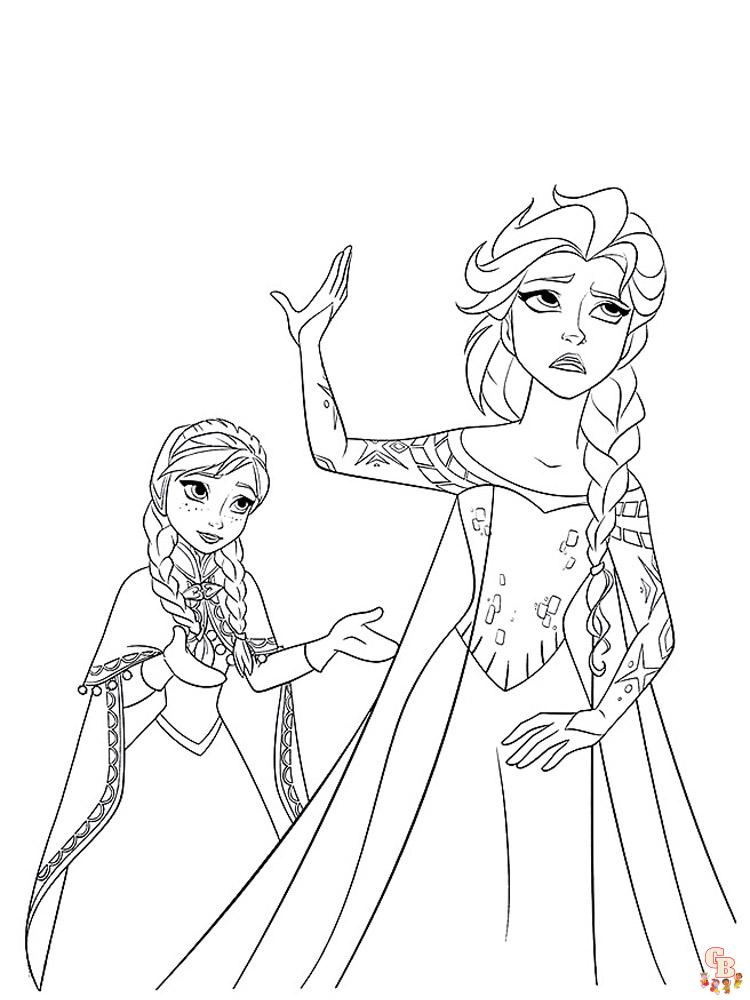 Anna en Elsa kleurplaat 3