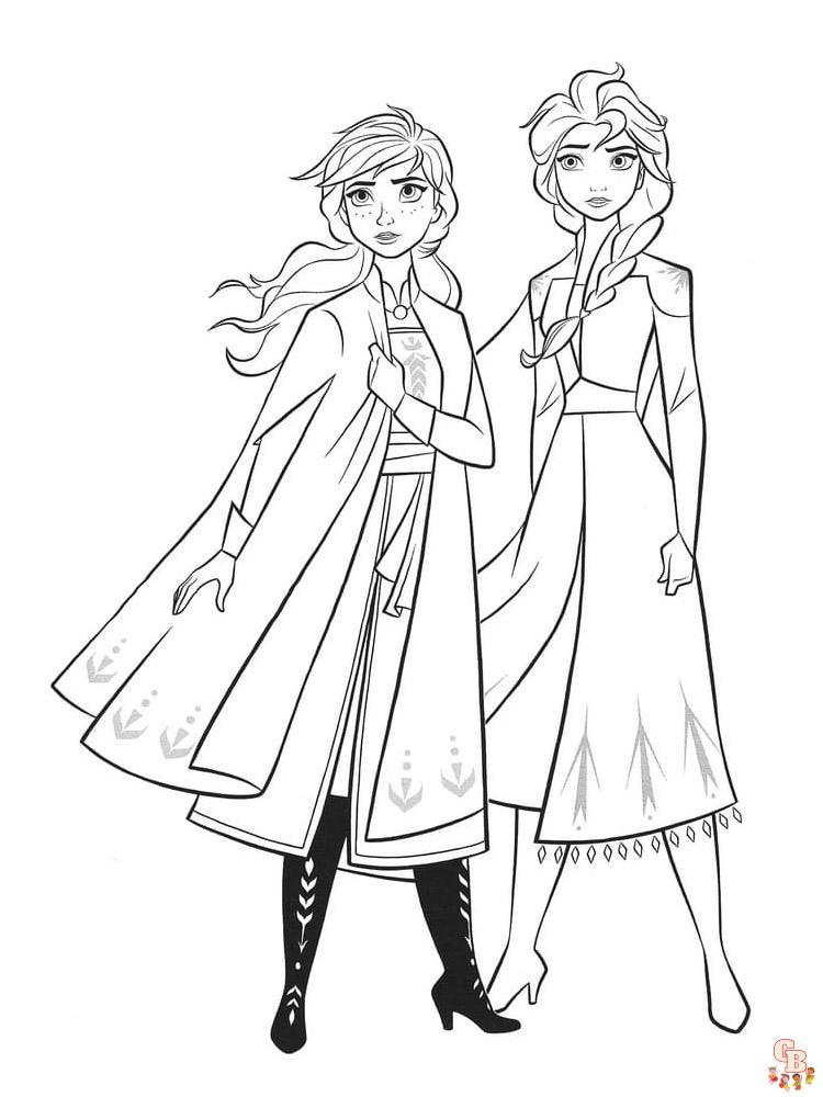 Anna en Elsa kleurplaat 6