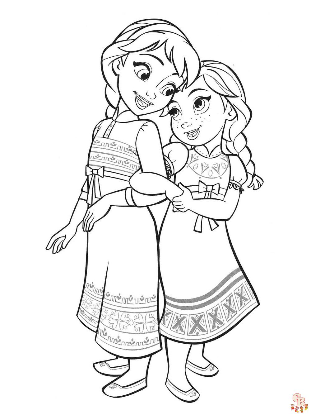 Anna en Elsa kleurplaat 7