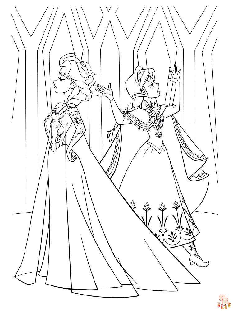 Anna en Elsa kleurplaat 8