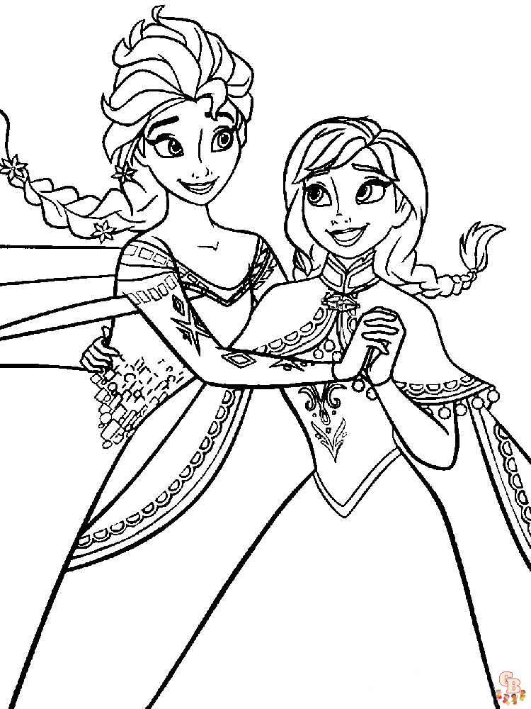 Anna en Elsa kleurplaat 9
