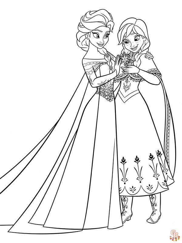 Elsa en Anna Kleurplaat 1