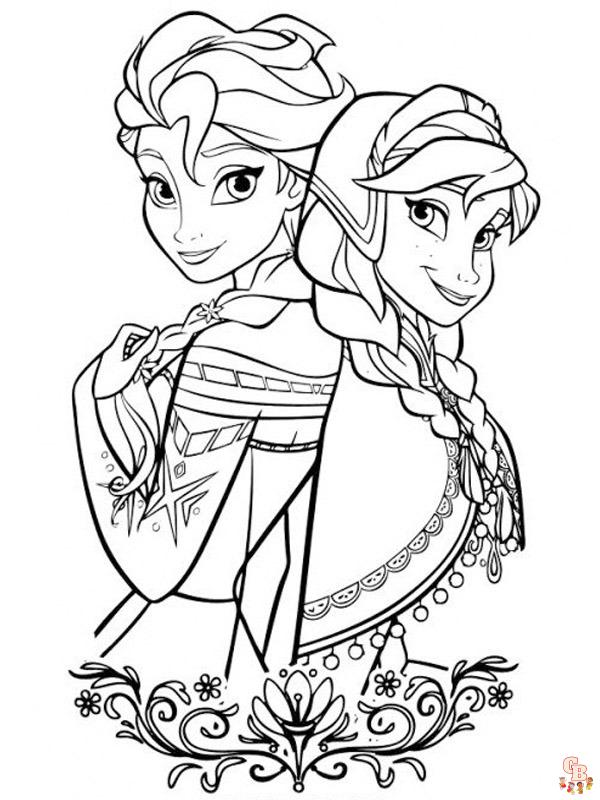 Elsa en Anna Kleurplaat 3
