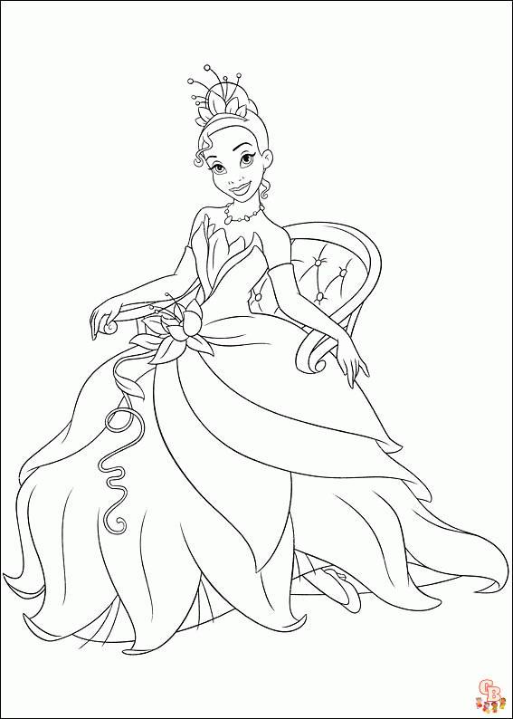 Prinses Tiana kleurplaat 3
