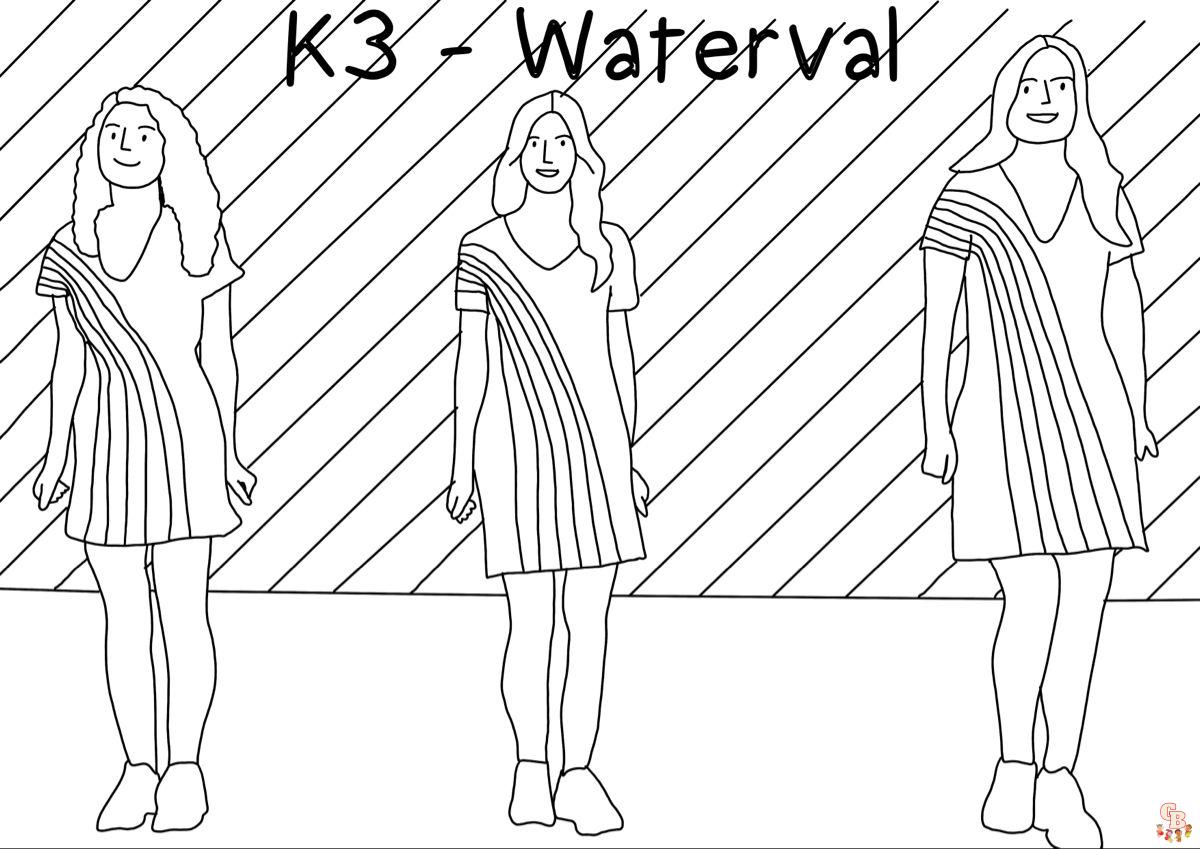 k3 waterval kleurplaat