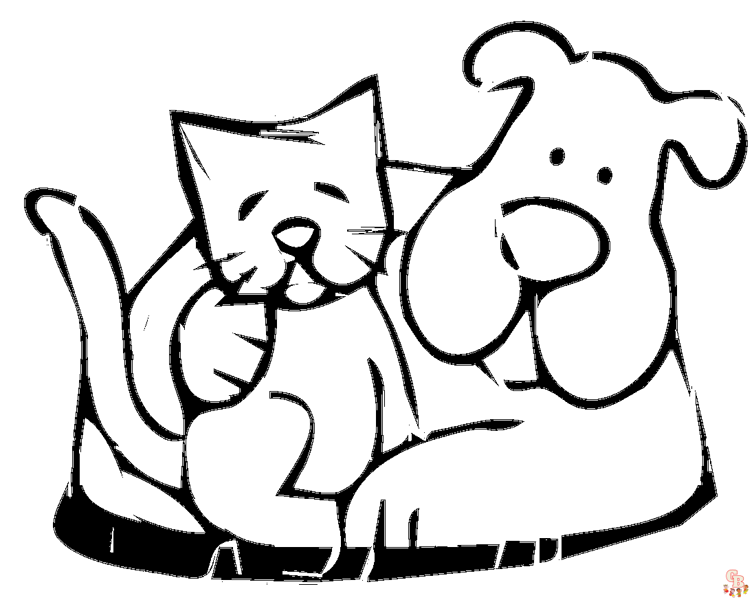 hond en kat kleurplaat