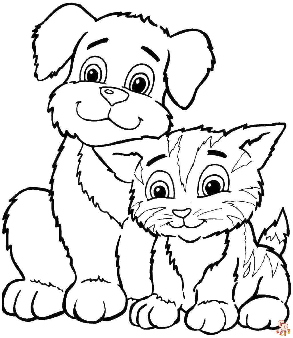 puppy en kitten kleurplaat printen