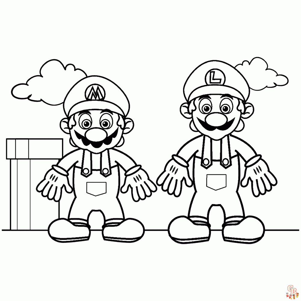 Mario en Luigi Kleurplaat 4