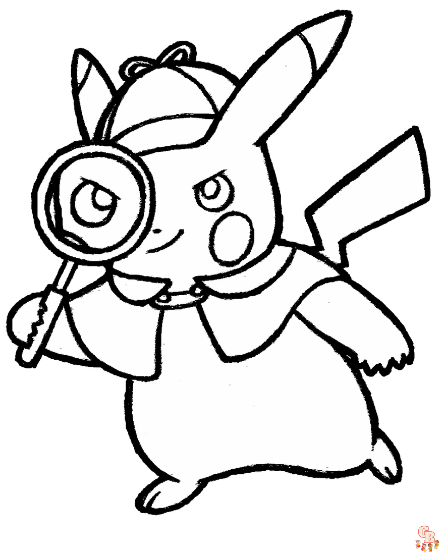 detective pikachu coloring page