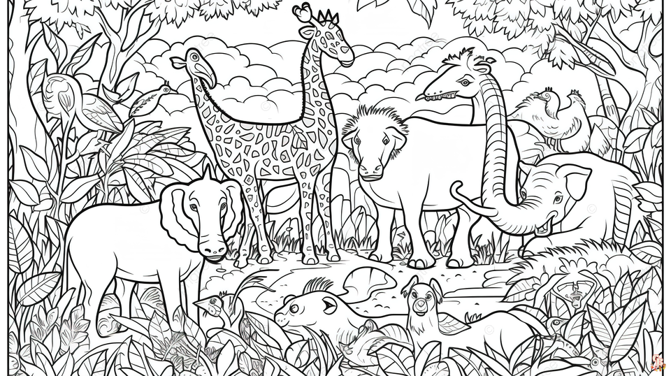 Kleurplaat dierentuin Gratis kleurplaten van verschillende dieren in hun verblijf