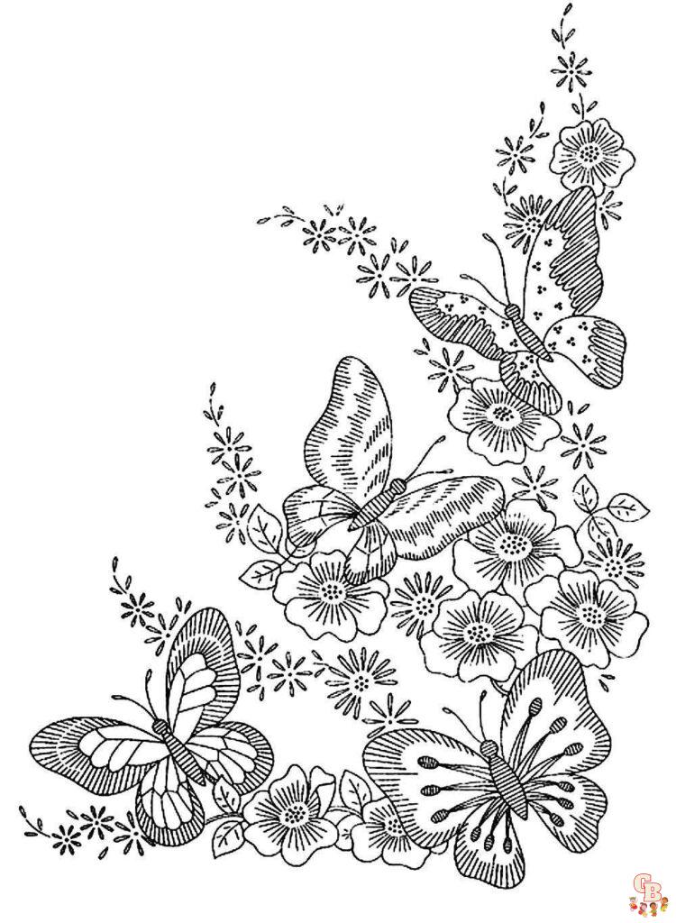 kleurplaten van vlinders en bloemen 5