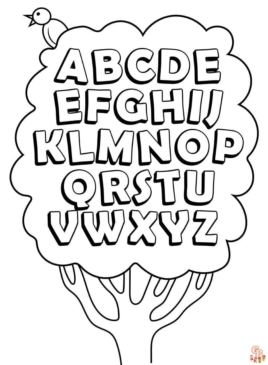 Gratis Kleurplaten van het Alfabet - Kleurplaat met Letters voor Kinderen
