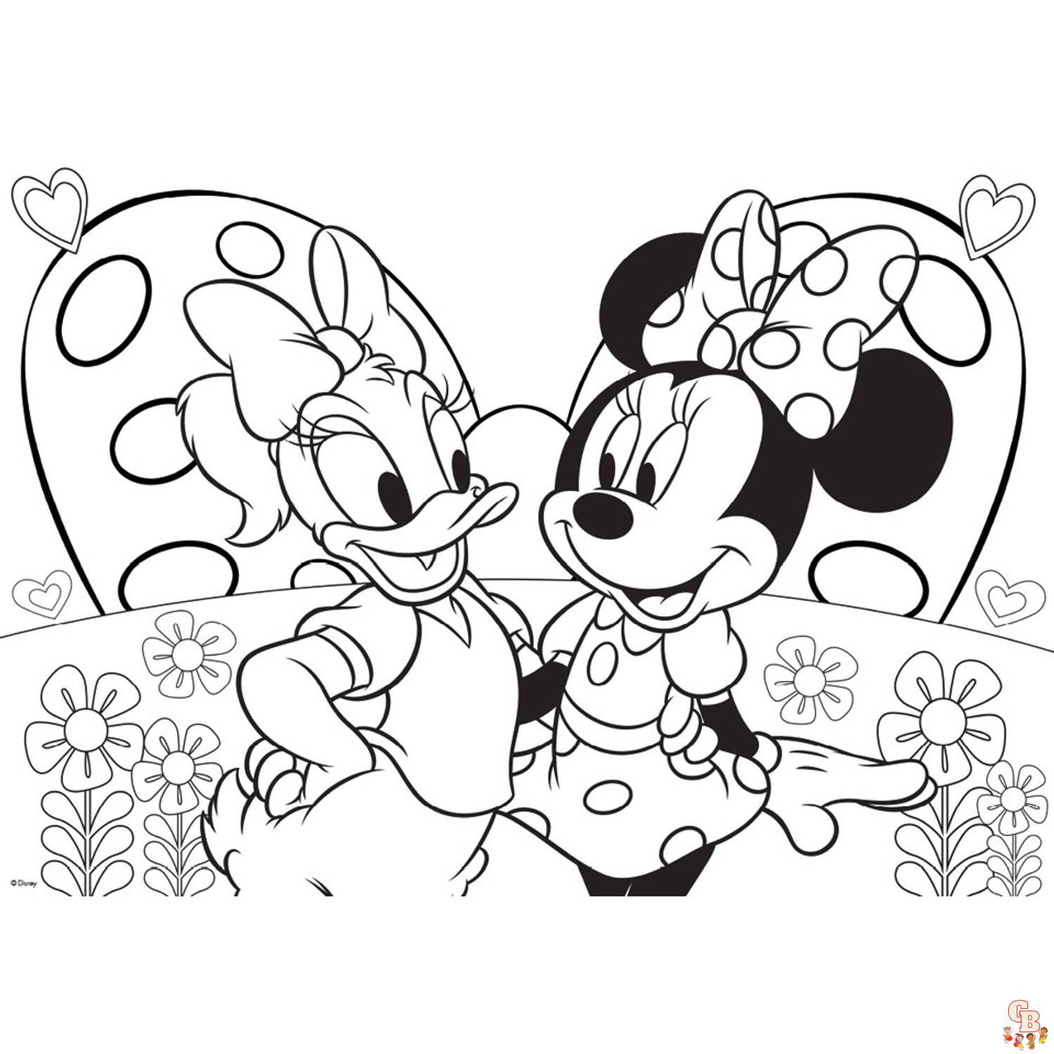 Gratis Minnie Mouse Kleurplaten voor Kinderen in Tiếng Hà Lan - Minnie Mouse Kleurplaat met Bloemenmotief en Meer