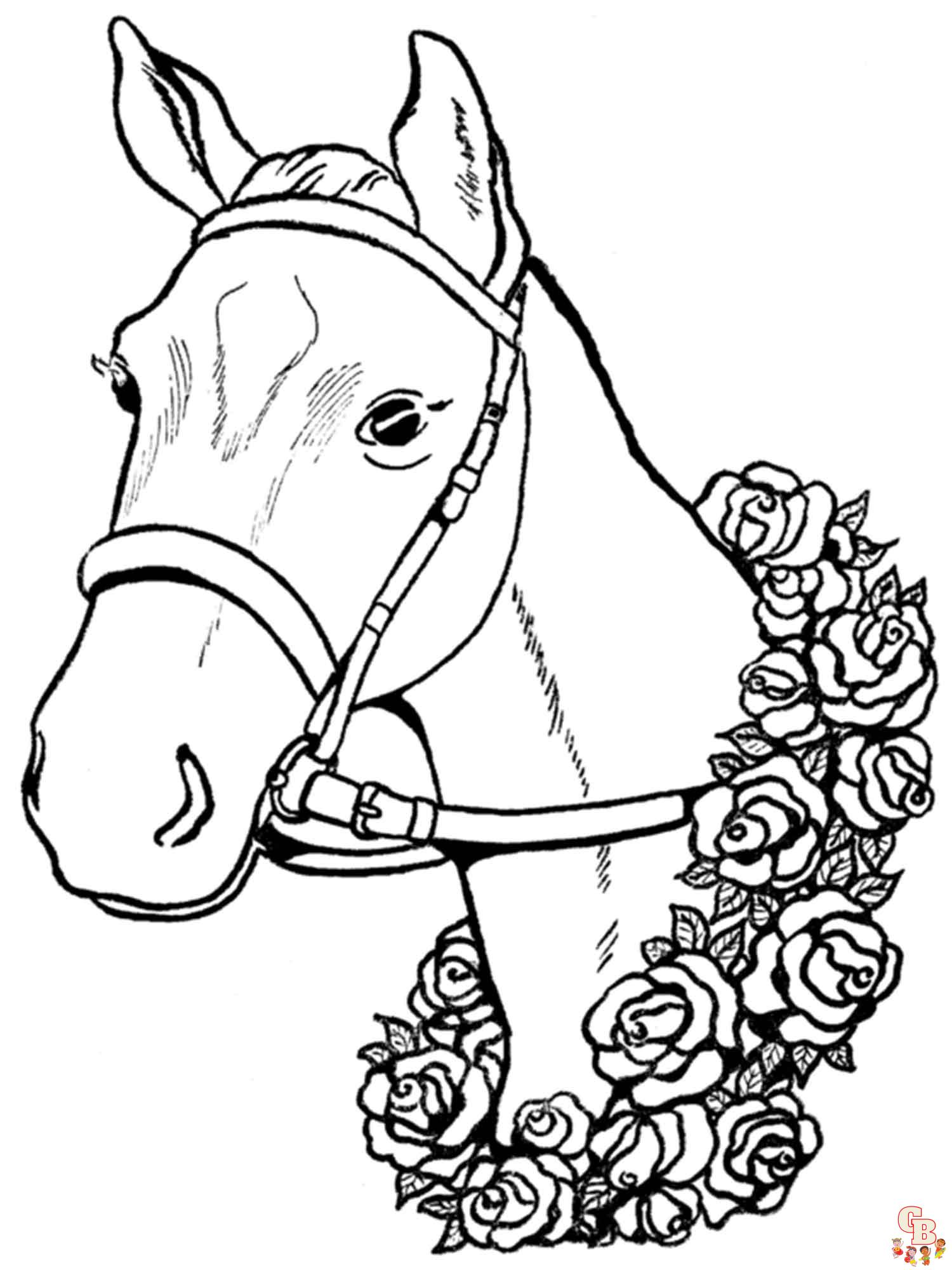 paard met bloemenkrans