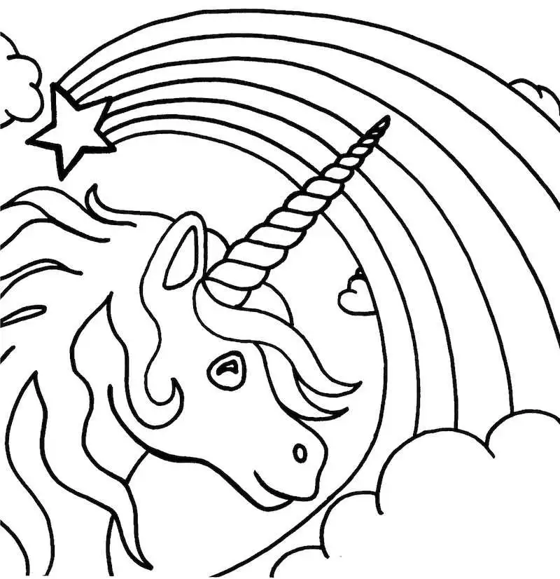 tekening kleurplaat unicorn regenboog 4