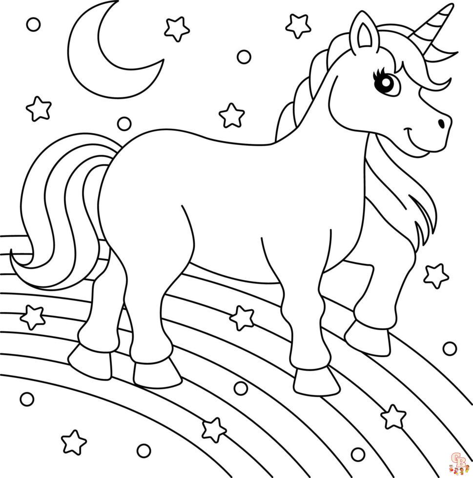 Kleurplaat Unicorn Regenboog - Gratis, Schattige Realistische Kleurplaten